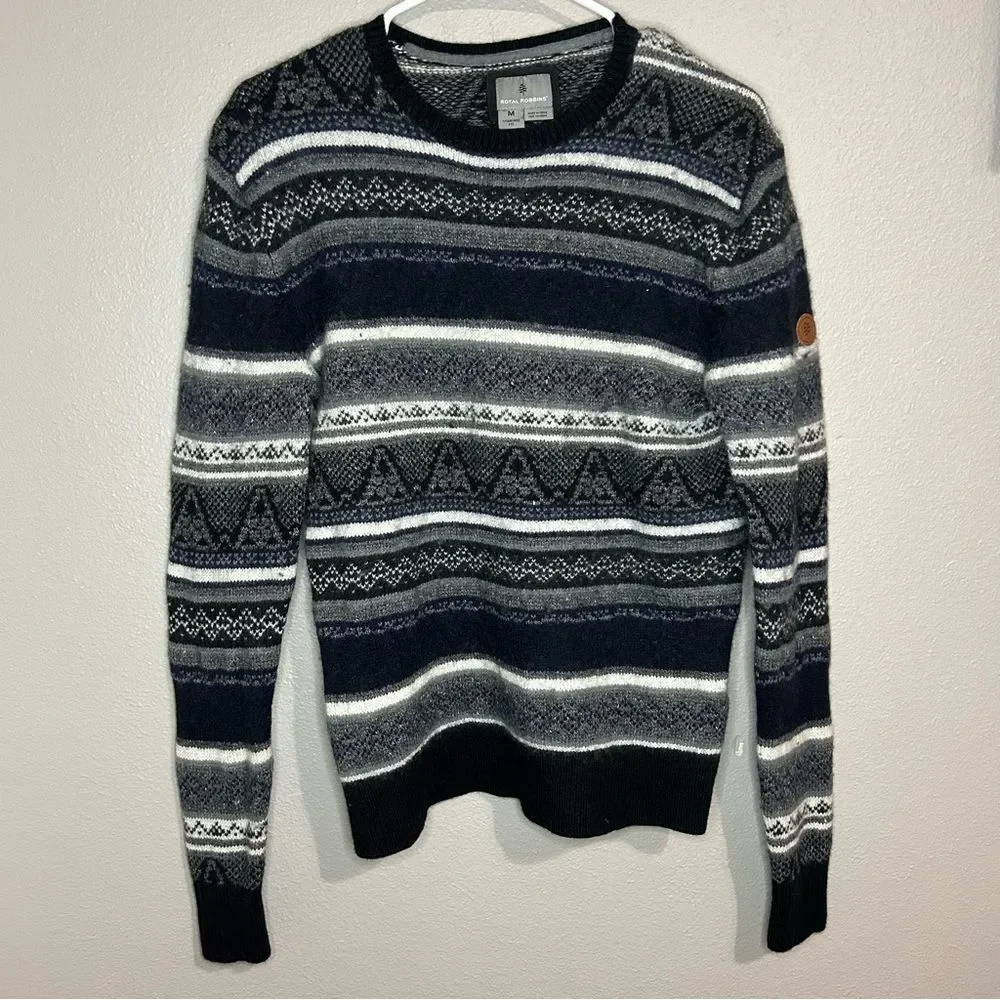 Royal Robbins Sequoia Standard Fit wool blend fair isle sweater mens size medium
